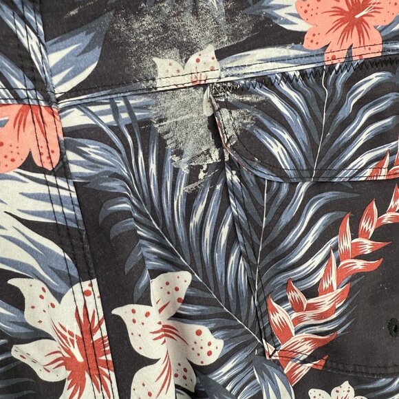 Hurley Board Shorts Mens 36 10" Swim Trunks Blue Floral Pocket - Picture 4 of 8